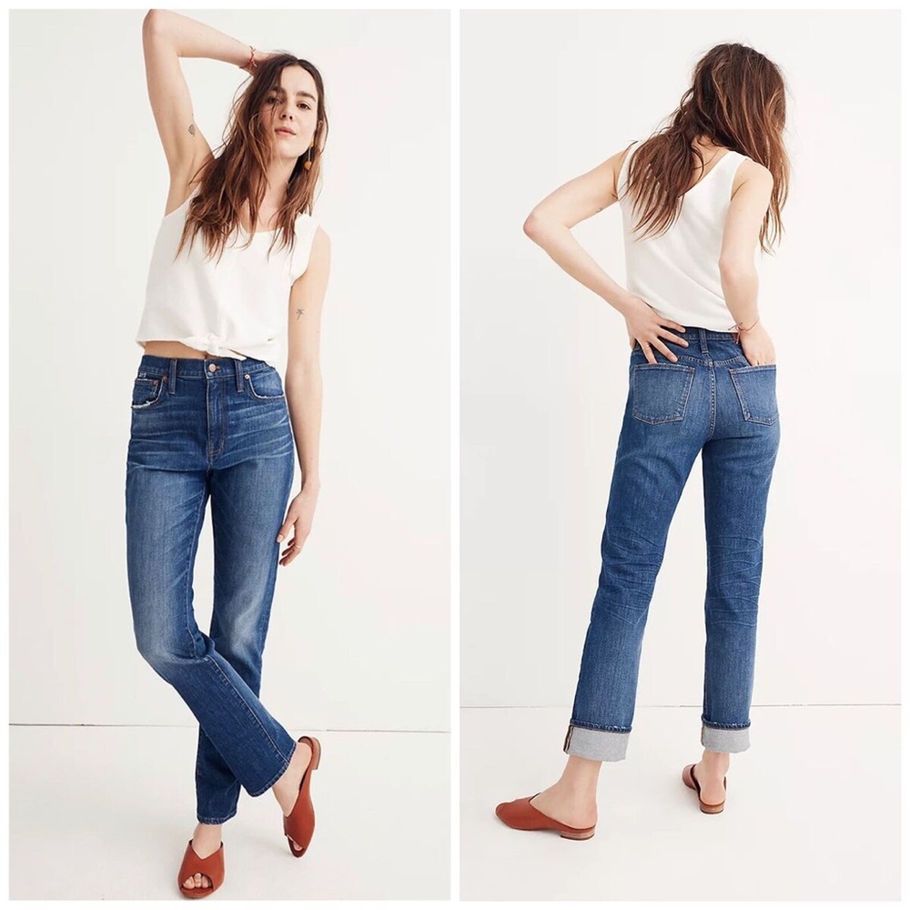 Madewell Women’s High Rise Slim Boyfriend Jean, Medium Wash, Super Comfy